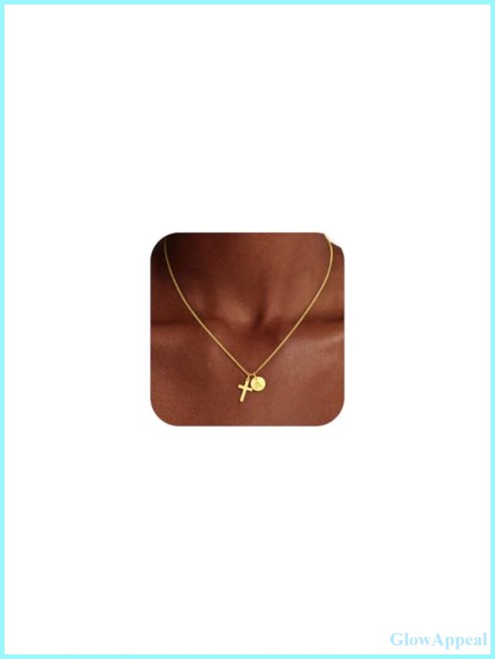 14k Gold Plated Cross Initial Necklace 16" + 2.5" Extender Lobster Clasp